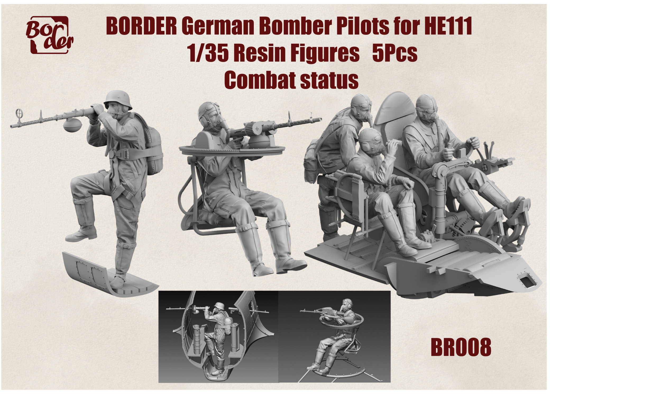 Border Model Br-008 Heinkel He111 German Bomber Pilots Seated BR-008