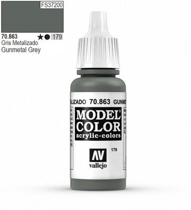 AV Vallejo Model Color 18ml - Metallic Gunmetal Grey