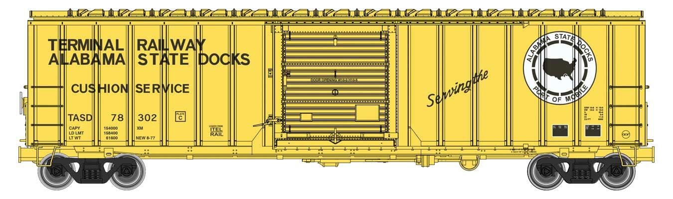 Walthers Mainline 50' ACF Boxcar Terminal Railway Alabama State Docks 78302 WH910-1872