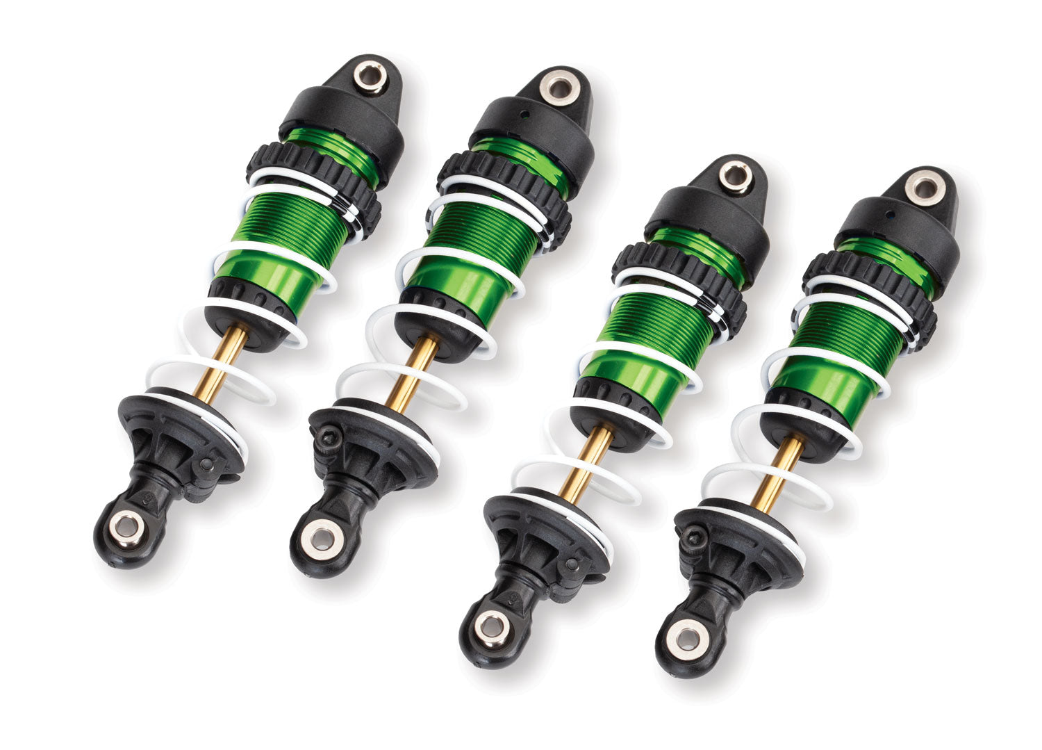 Shocks, GTR long, Green-anodised, PTFE-coated bodies with TiN shafts (assembled with springs) (4 pcs)