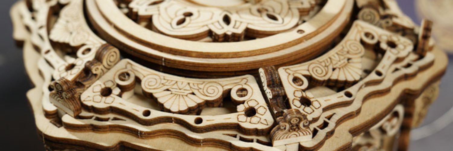 Mechanical music box wooden model