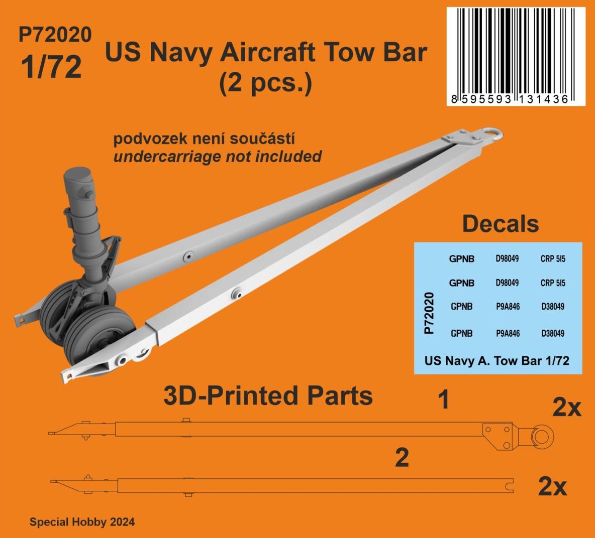 US Navy Aircraft Tow Bar (3D-Printed) Modern style tow bar as used for US Navy aircraft on carriers. The tow bar is universal as is the real one, too.