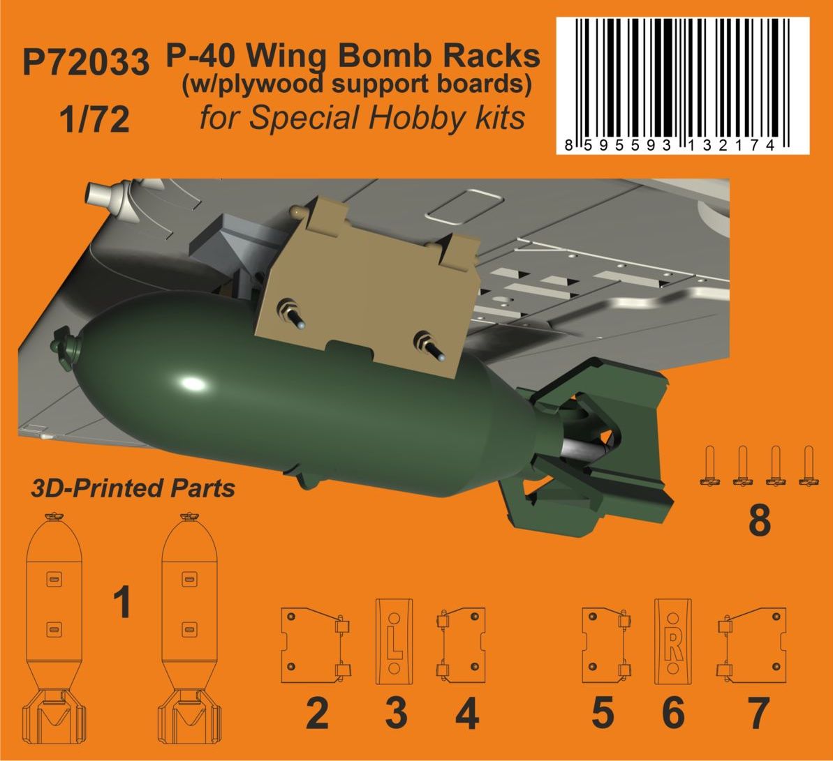 Curtiss P-40 Wing Bomb Racks (w/plywood support boards) (designed to be used with Special Hobby kits)
