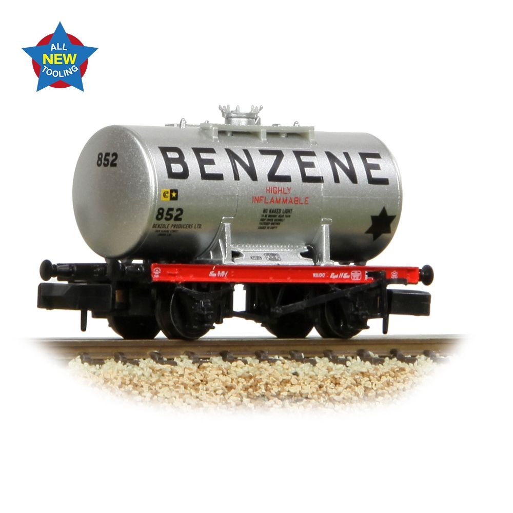 Graham Farish 14t Anchor-Mounted Tank Wagon 'Benzene' Silver 378-000