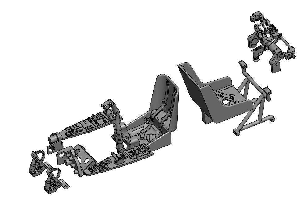 Messerschmitt Me-410A-1/U-2 cockpit interior detailing set as illustrated, (3D-Printed) (designed to be used with Airfix kits)
