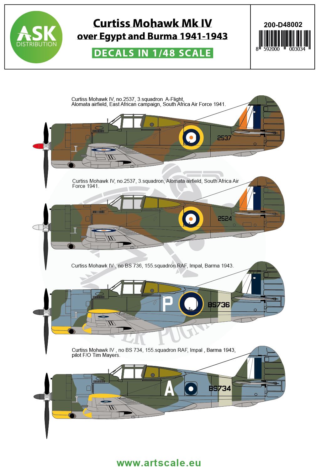 Curtiss Mohawk IV over Egypt and Burma 1941-1943