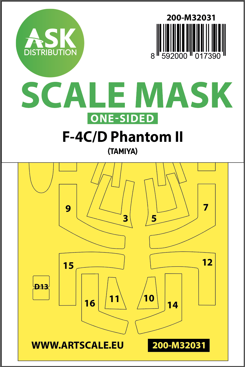 McDonnell F-4C/F-4D Phantom canopy frame paint masks (outside only) (designed to be used with Tamiya kits)