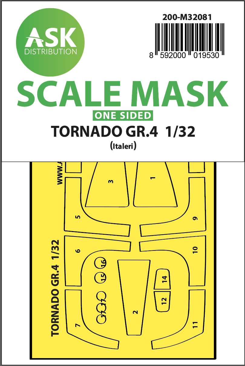 Panavia Tornado GR.4 canopy frame paint masks (outside only) (designed to be used with Italeri kits)