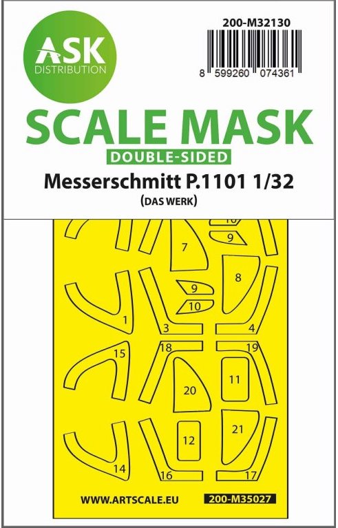 Messerschmitt P.1101 canopy frame paint masks (inside & outside) (designed to be used with Das Werk kits)