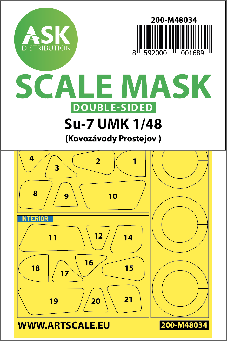 Sukhoi Su-7UMK/Su-7UM wheels and canopy frame paint masks (inside and outside) (designed to be used with Kovozavody Prostejov kits)