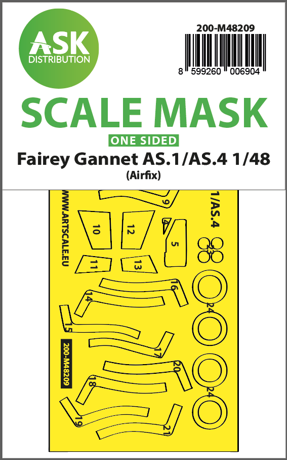 Fairey Gannet AS.1/AS.4 wheels and canopy frame paint mask (outside only) (designed to be used with Airfix kits)