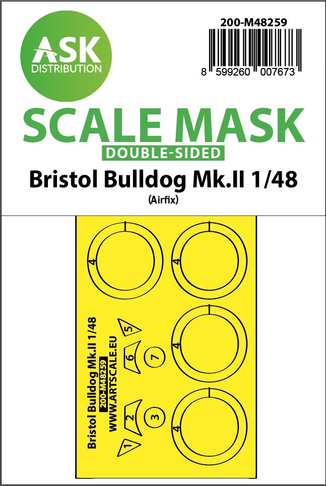 Bristol Bulldog Mk.II wheels and canopy frame paint mask (inside and outside) (designed to be used with Airfix kits)[Mk.IIA]