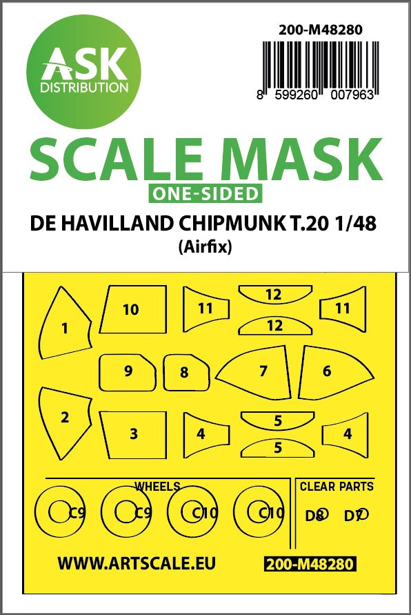 De Havilland Chipmunk T.20 one-sided painting mask (designed to be used with Airfix kits)