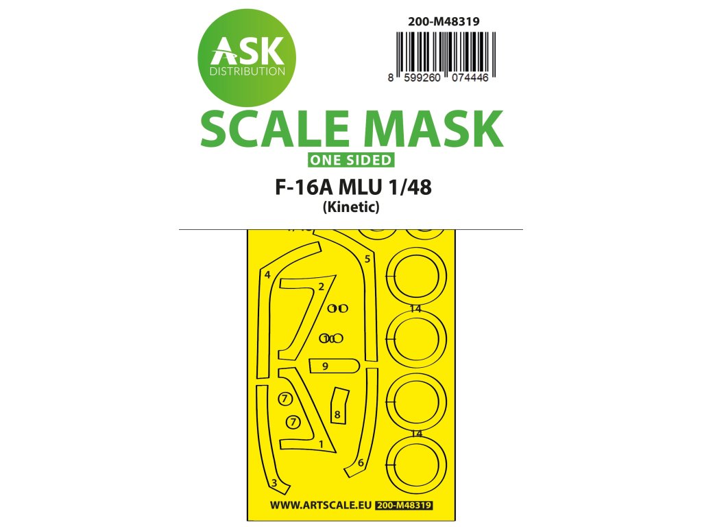 General-Dynamics F-16A MLU wheels and canopy frame paint mask (outside only) (designed to be used with Kinetic Model kits)