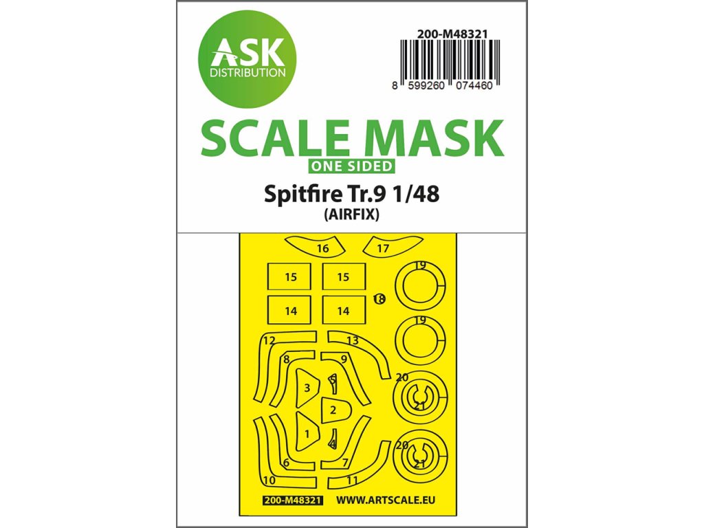 Supermarine Spitfire Tr.9 one-sided express fit mask (designed to be used with Airfix kits)