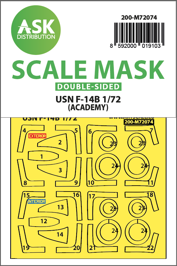 Grumman F-14B Tomcat wheels and double-sided express fit mask (designed to be used with Academy kits)