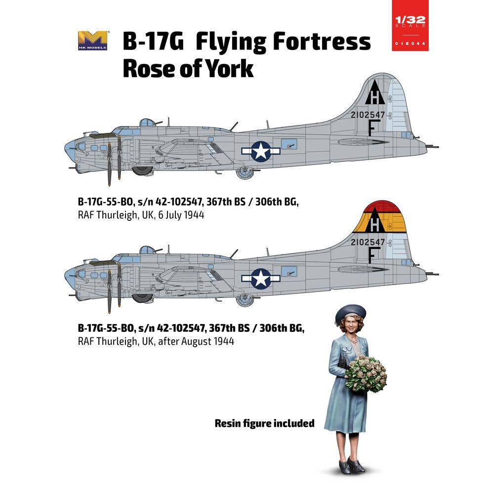 HK Models USAAF B-17G Flying Fortress 'Rose of York' LE Bomber Aircraft PKHK01E44