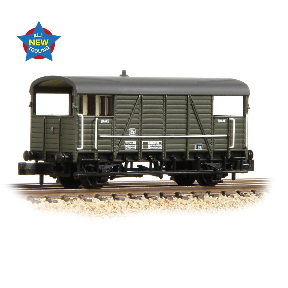 Graham Farish Se&Cr 25t 'Dance Hall' Brake Van BR Departmental Olive Green 378-028A