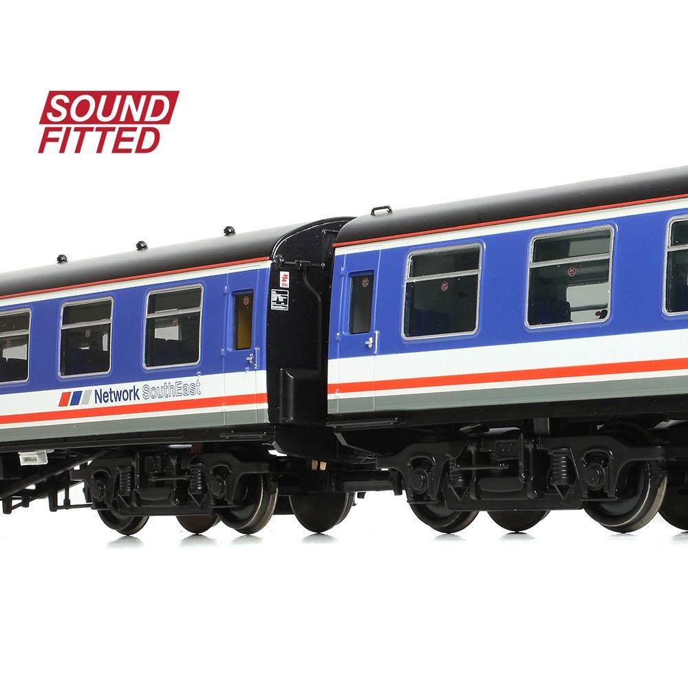 Model train car with Network SouthEast branding on a white background