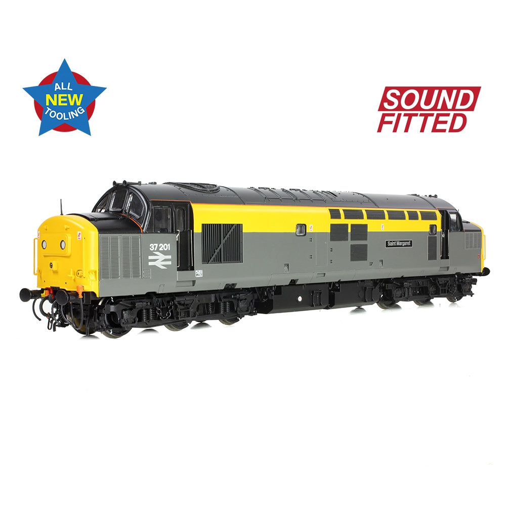 Model train with 'Sound Fitted' label on a white background