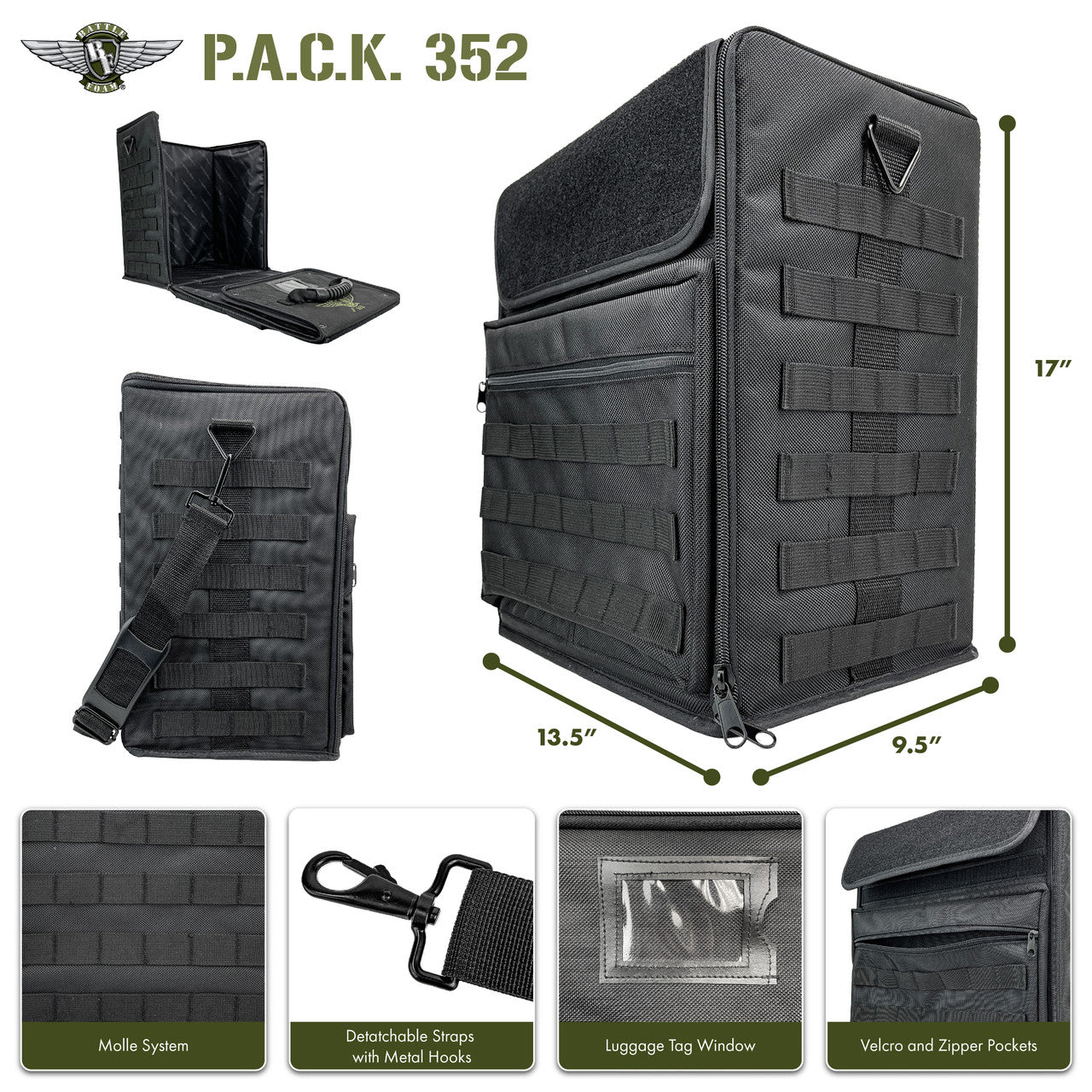 Battle Foam (352") P.A.C.K. 352 Molle Star Wars Legion First Wave Load Out (Black) BF-BB352MB-SWL1W