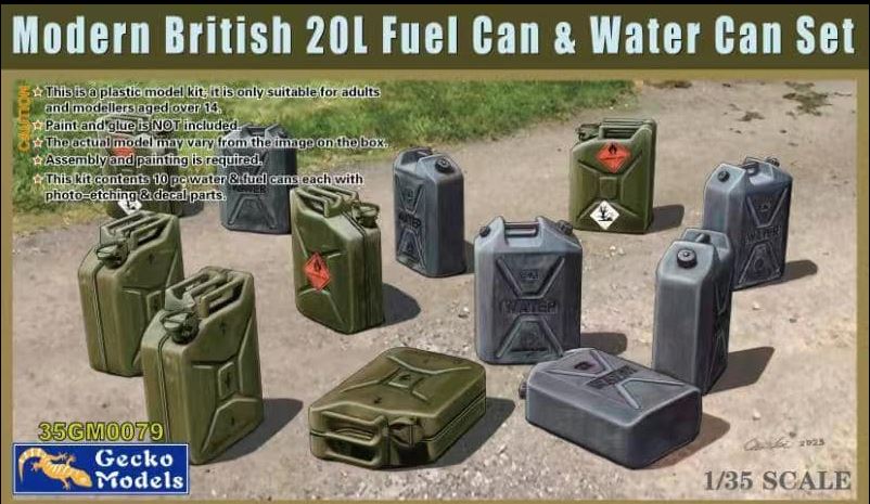 Gecko Models 1/35 modern day British 20l fuel cans and water set 35GM0079