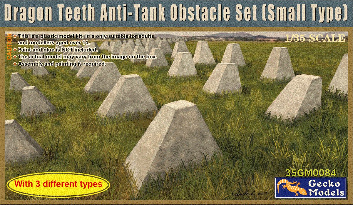 GECKO MODEL 35GM0084 1/35 Dragon Teeth Anti-Tank Obstacle Set (Small Version Overlord