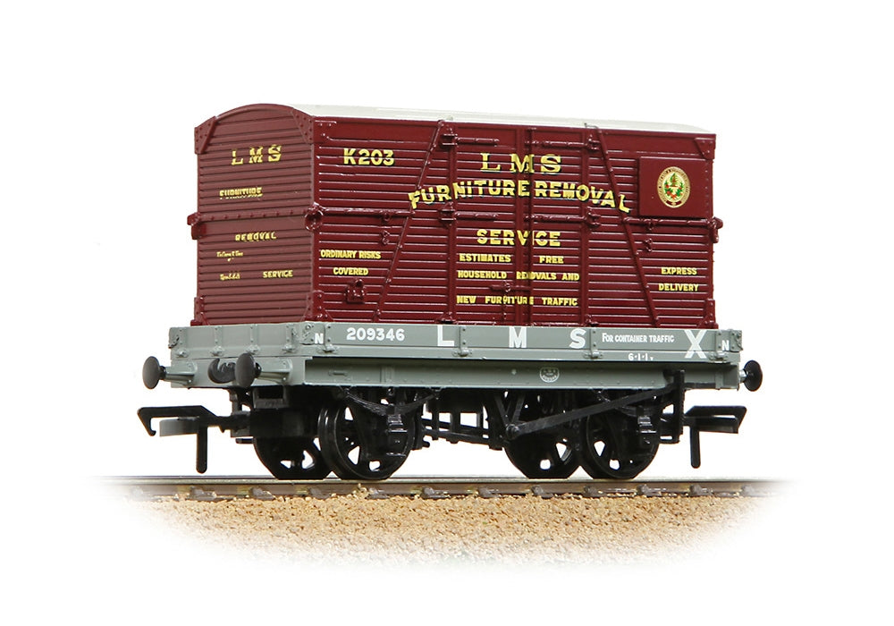 Branchline 1 Plank Wagon LMS Grey 'Furniture Removal Service' Crimson Cont. 37-482