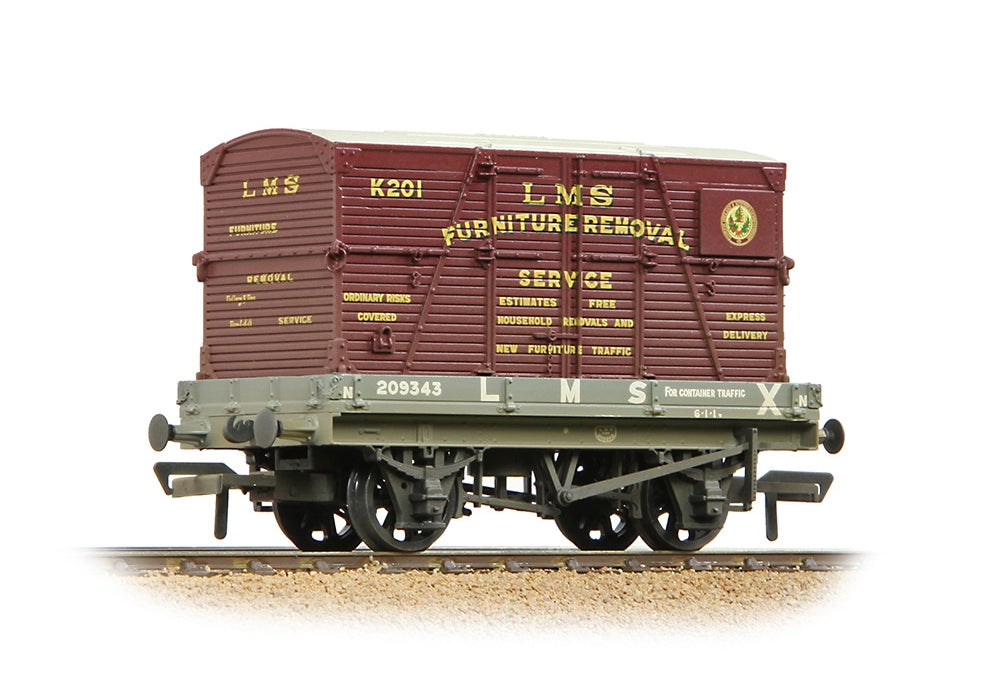 Branchline 1 Plank Wagon LMS Grey 'Furniture Removal Service' Crimson Cont. [W] 37-482A
