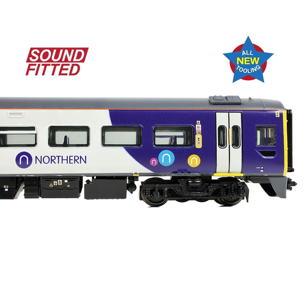 Model train car with Northern branding on a white background