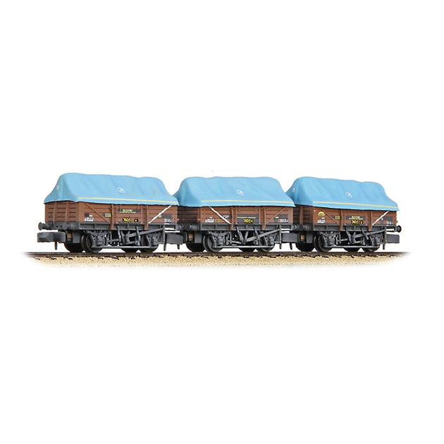 Graham Farish 5 Plank China Clay 3-Wagon Pack BR Bauxite (TOPS) With Tent Canopy [W] 377-491