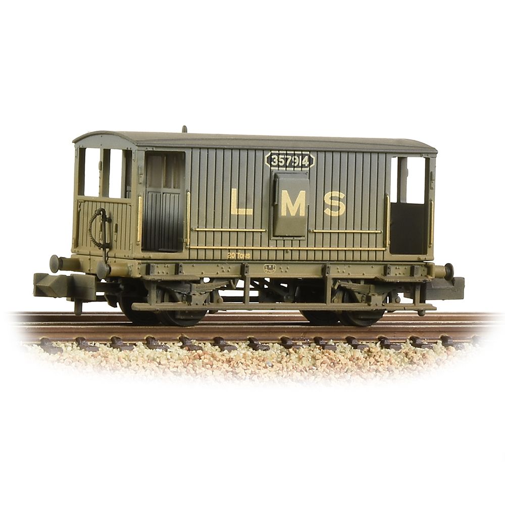 Graham Farish Mr 20t Brake Van With Duckets LMS Grey [W] 377-750A