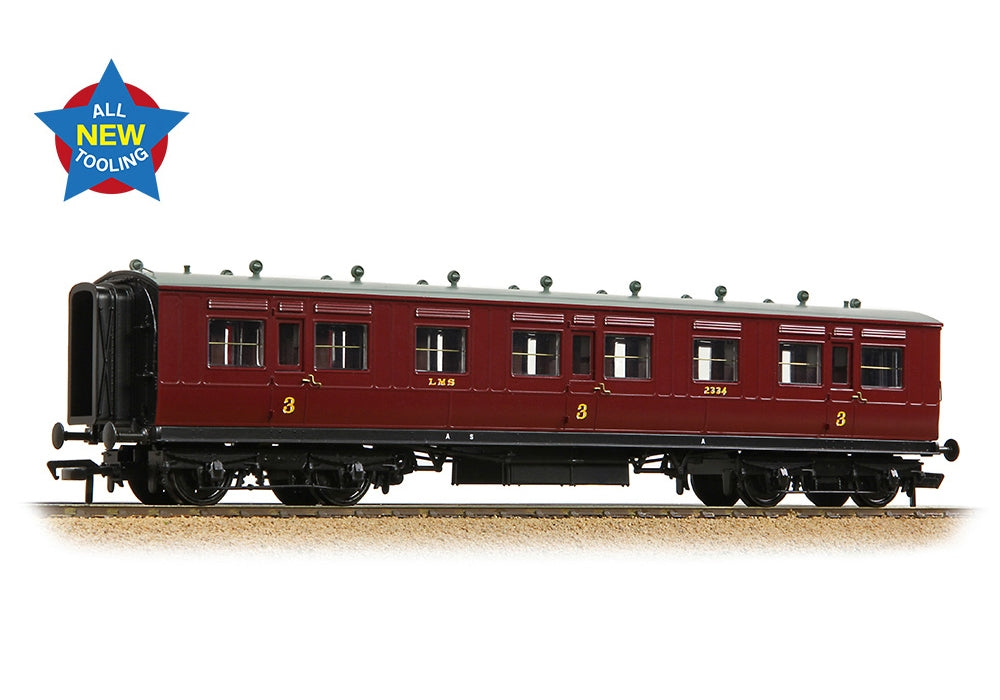 Branchline Lnwr 50ft Arc Roof Third Corridor LMS Crimson Lake 39-873A