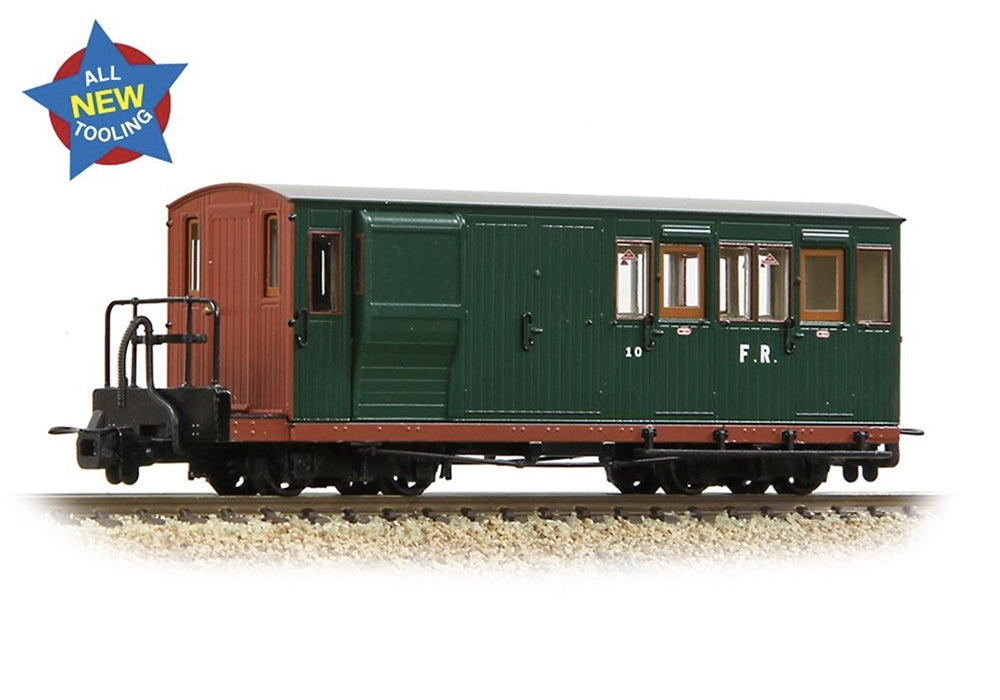 Narrow Gauge Ffestiniog Railway Brake Third No. 10 Fr Green With Red Ends 394-080