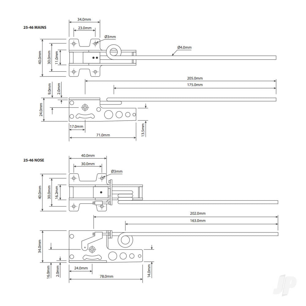 JP Electric Retracts 25-46 Nose Set and Leg (1) 4406335 1