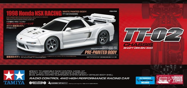 Tamiya 1/10 1998 NSX Racing White painted body TT-02 47506