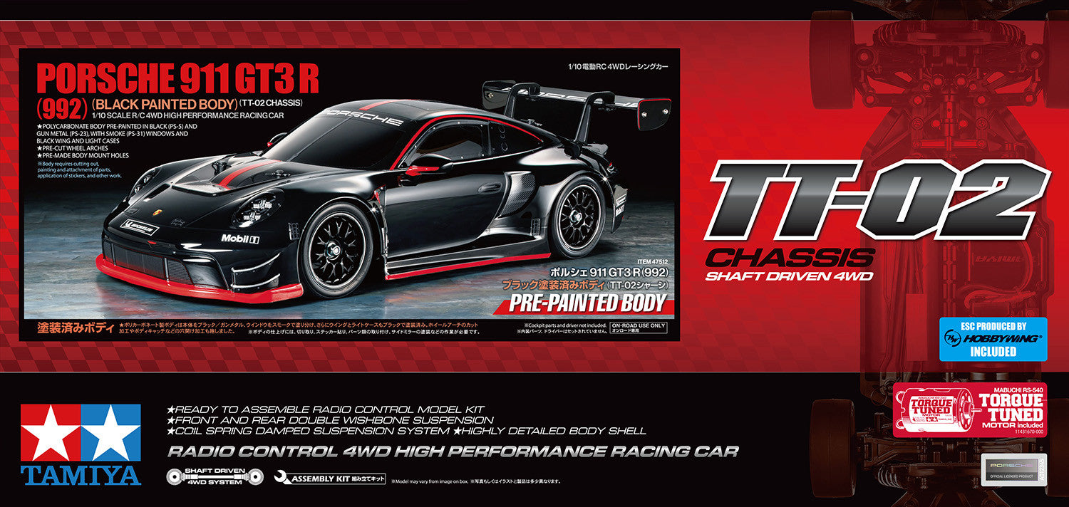 Porsche 911 GT3 R (992) with Black Painted Body (TT-02)