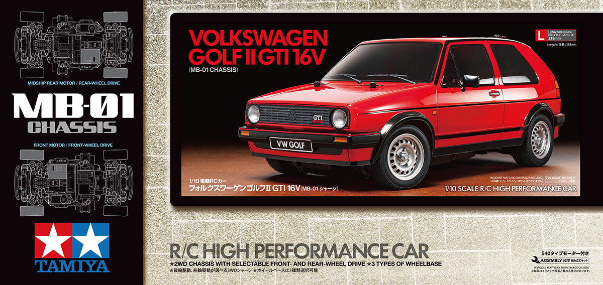 Tamiya VW Golf II GTI 16V with Red Painted Body (MB-01) - 47516