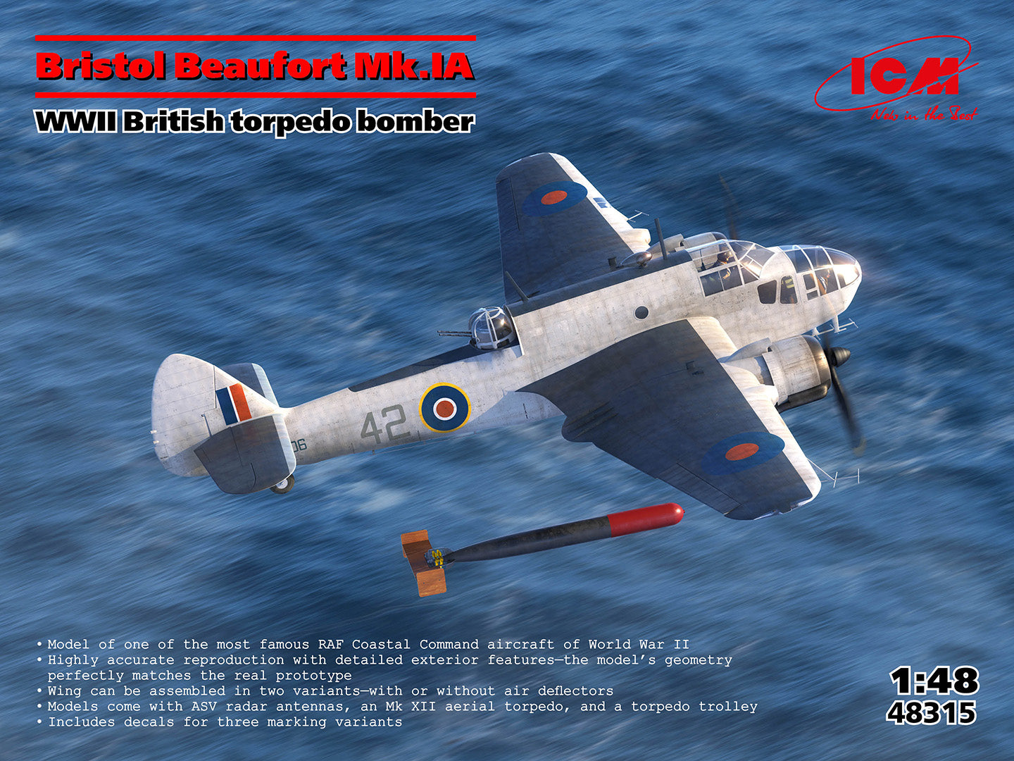  ICM 1:48 - Bristol Beaufort Mk.Ia British Torpedo Bomber 