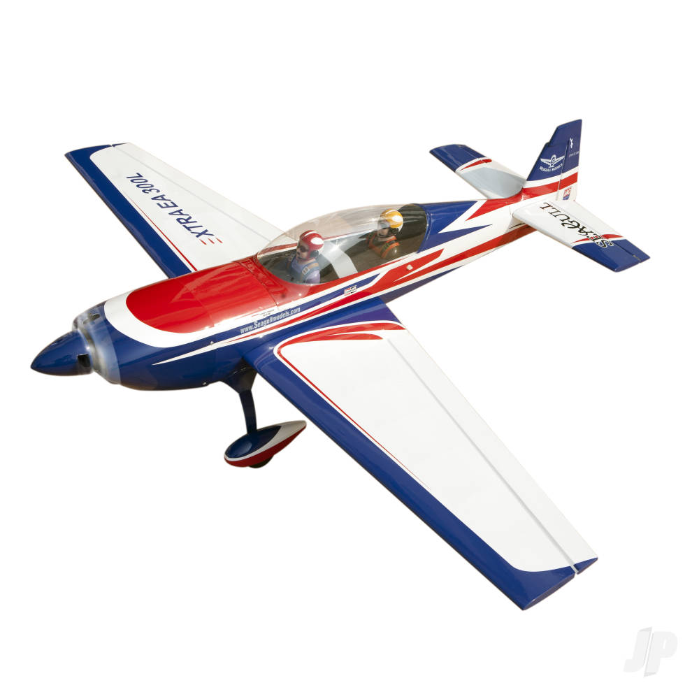Seagull Extra EA 300L RC aircraft is a precision aerobatic model with striking red and blue design.