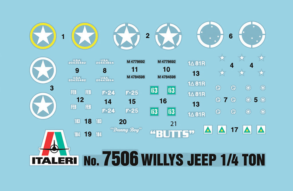 Italeri 1/4 Ton 4X4 Truck (2 Fast Assembley Models) 7506