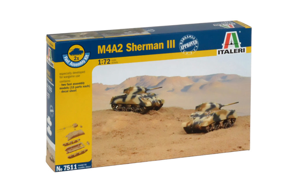 Italeri M4A2 Sherman Iii (2 Fast Assembley Models) 7511