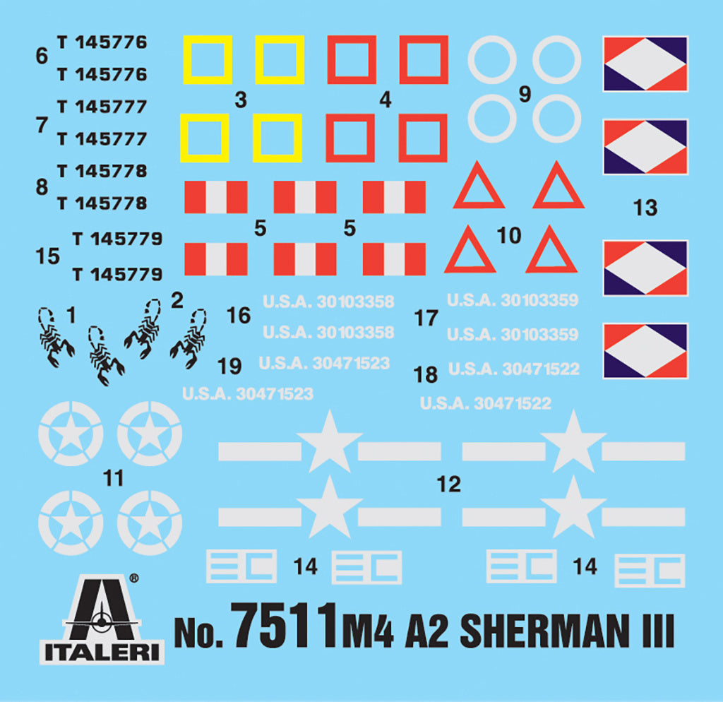 Italeri M4A2 Sherman Iii (2 Fast Assembley Models) 7511