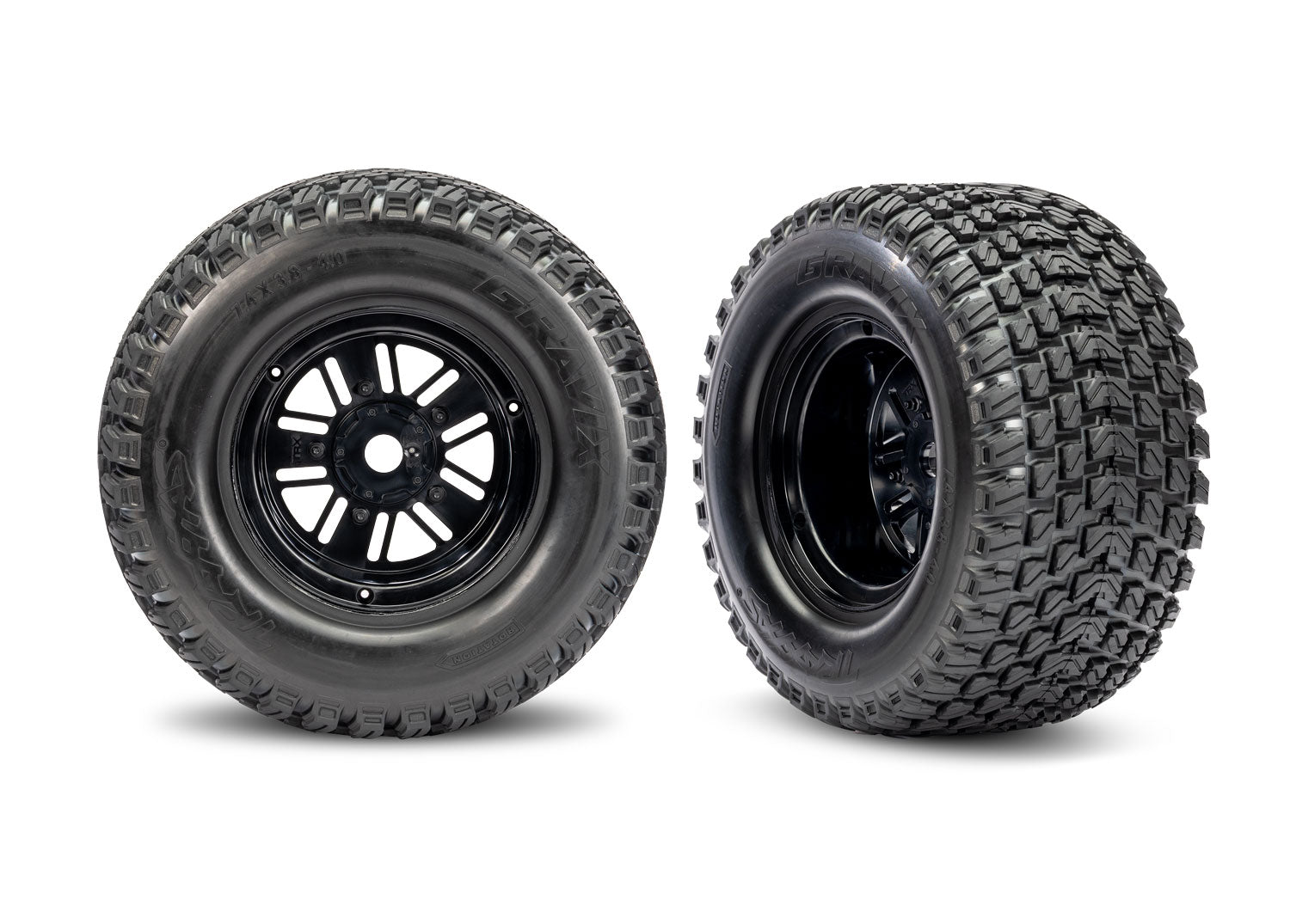 Wheels & Tyres, Assembled, Glued (Pro Scale Sand Car Race black wheels, Gravix tyres, foam inserts) (rear) (1 left, 1 right)