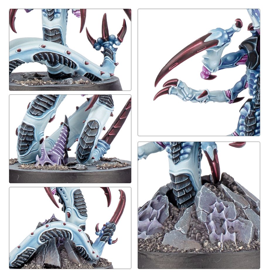 Collage of detailed fantasy creature model with close-up shots on a white background