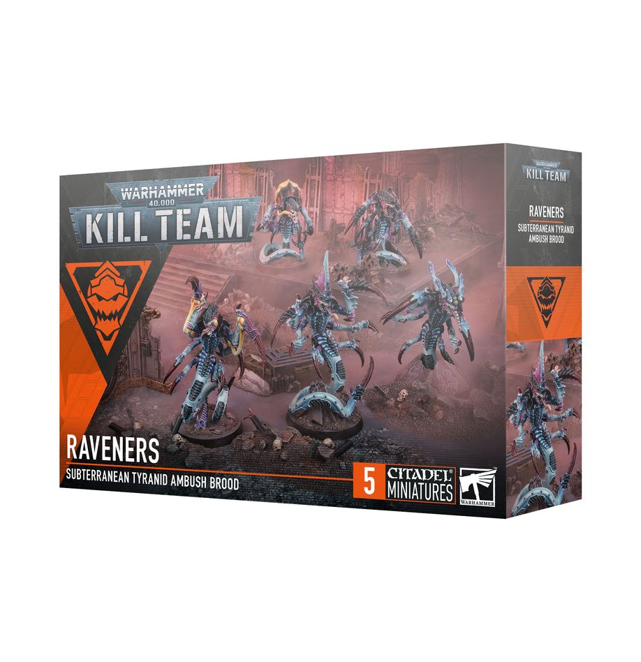 Box of Warhammer figurines with 'Kill Team' and 'Citadel Miniatures' branding.