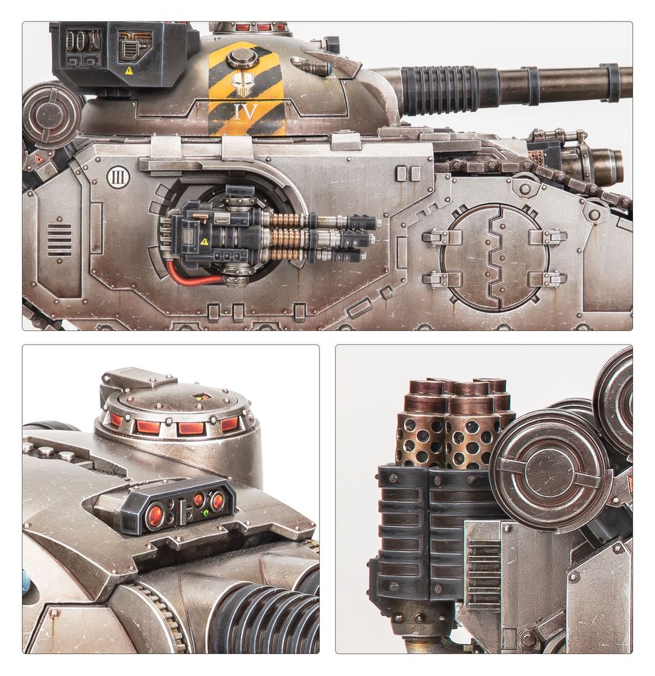 Close-up details of a futuristic tank design on a white background