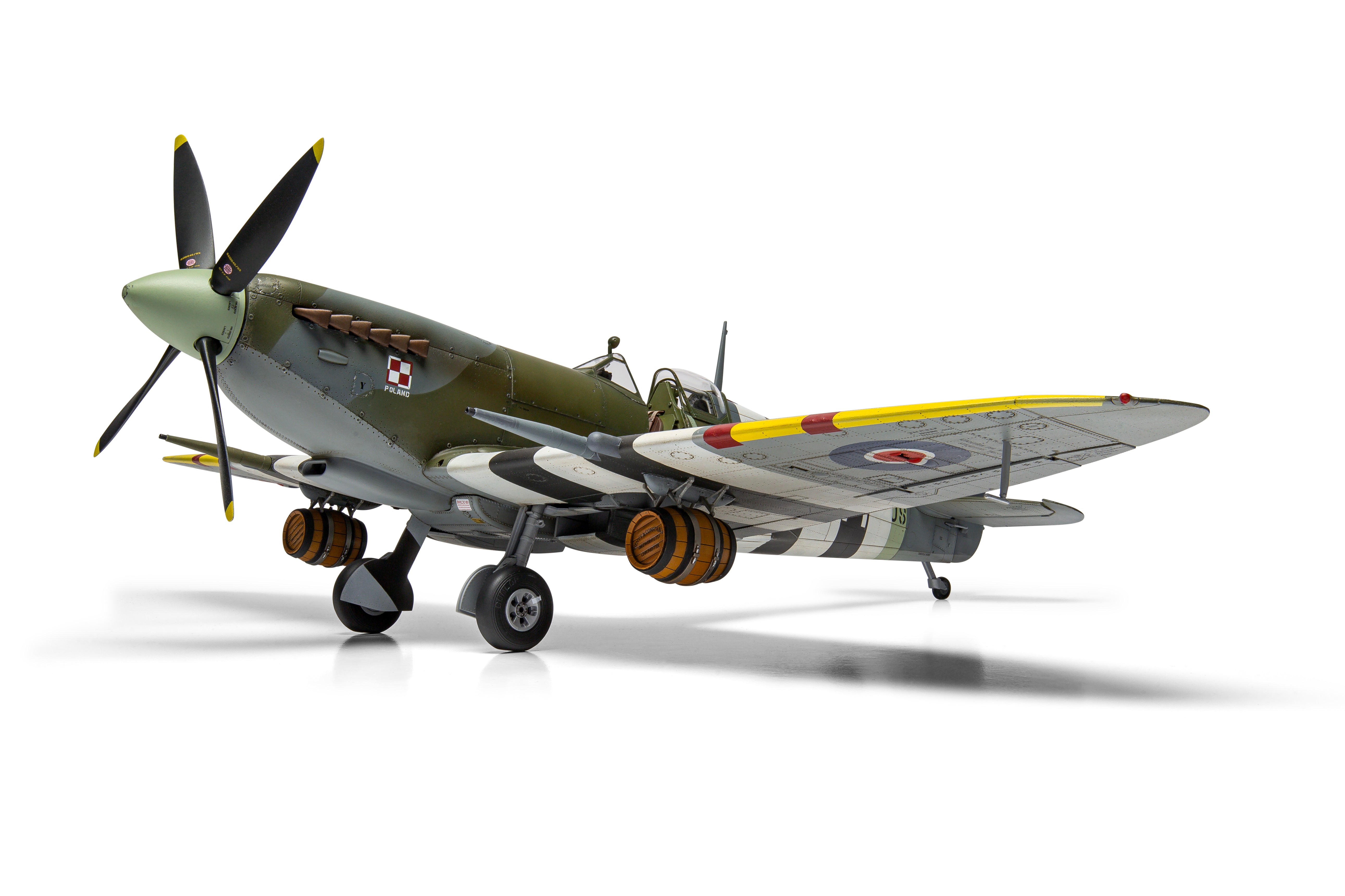 Model of a vintage military airplane on a white background