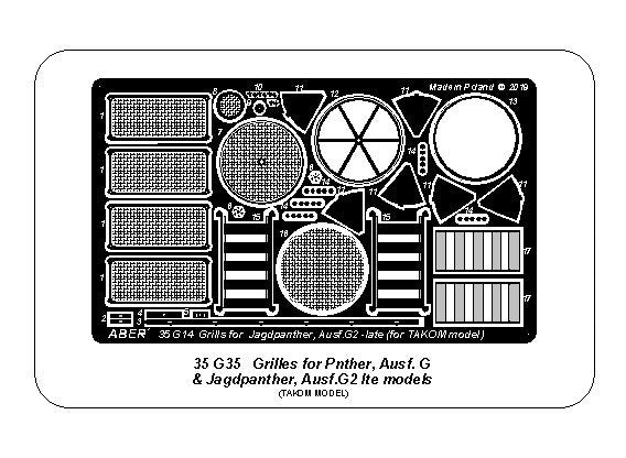 Grilles for Pz.Kpfw.V Ausf.G Panther & Jagdpanther Ausf.G2 Late models (designed be used with Takom kits)