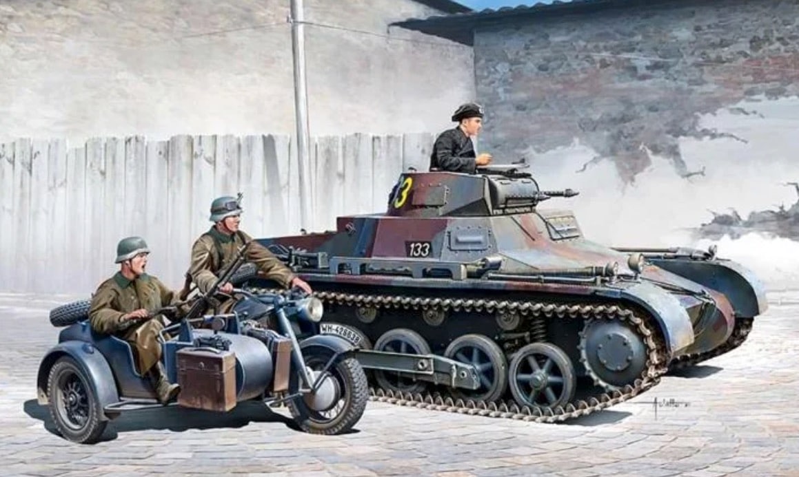 WWII German Pz.Kpfw.I Ausf.B & Motorcycle,
NEW TOOLING IN 2024
ca.1939/40